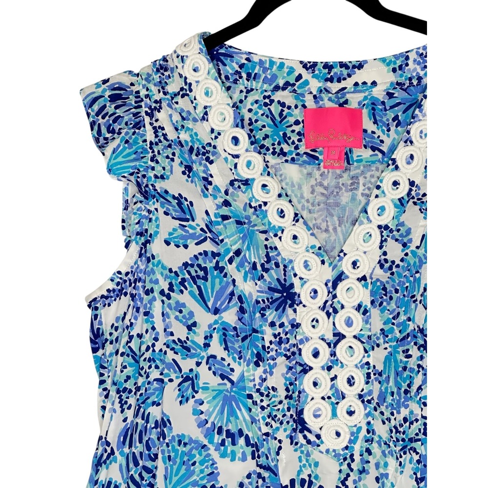 Lilly‎ Pulitzer Joan Tunic Dress Medium Shell Me you Love Me Print Floral Resort - Picture 2 of 12